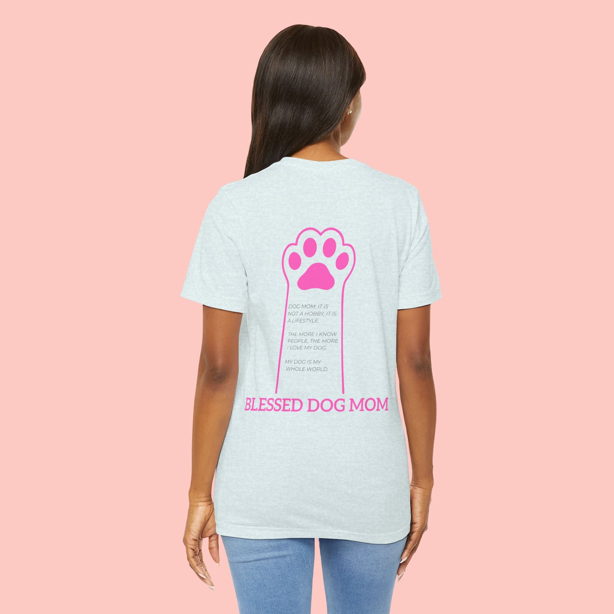 Blessed Dog Mom T-Shirt — Pink Paw Graphic Dog Lover Tee