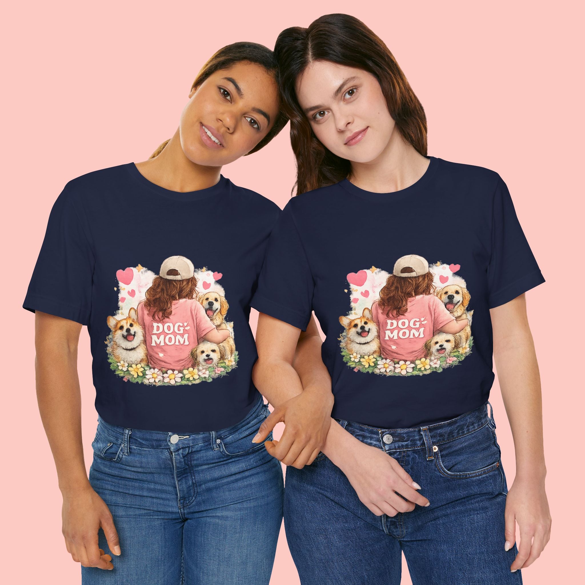 Dog Mom T-Shirt - Cute Woman with Dogs Graphic Tee