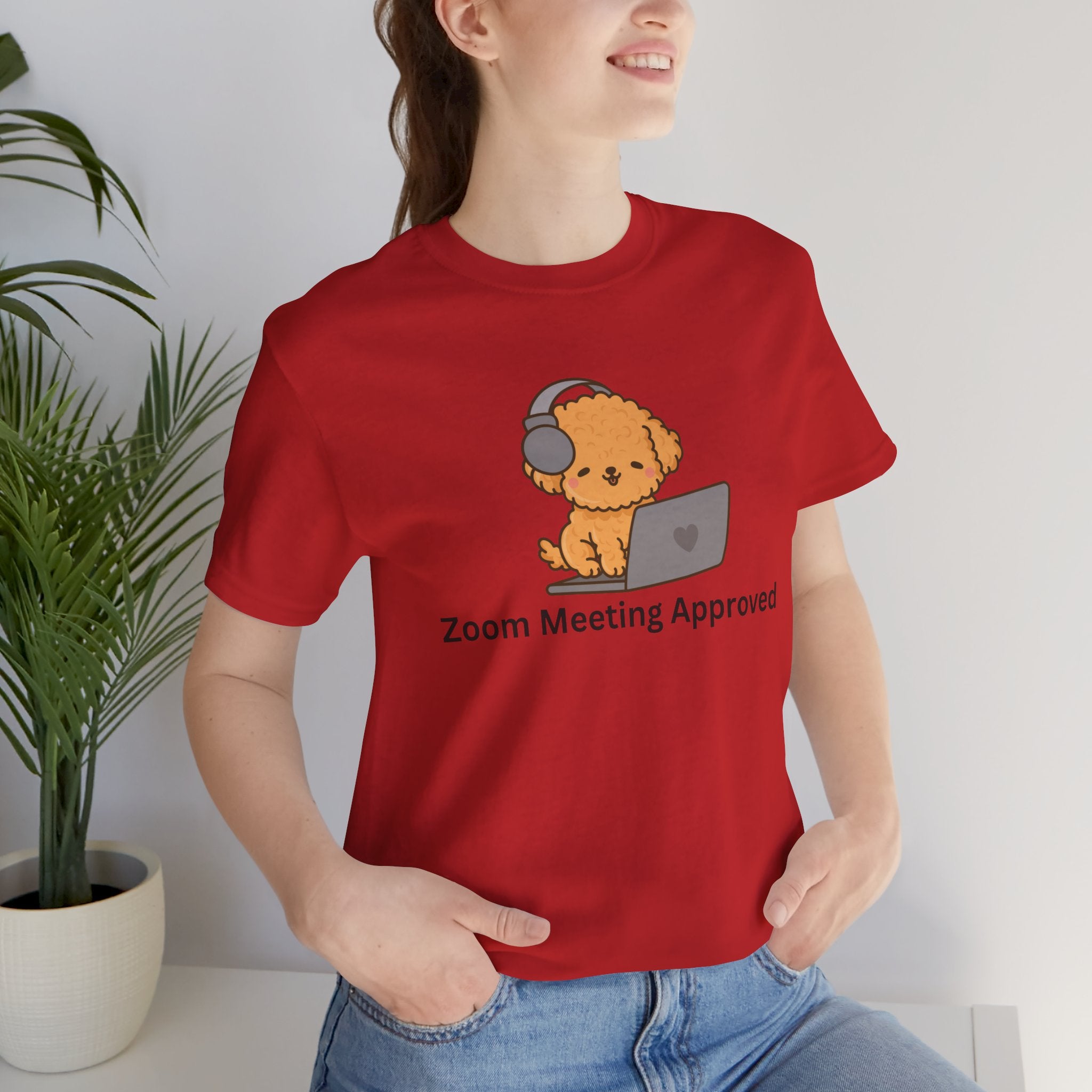 Zoom Meeting Approved Tee — Cute Puppy with Headset Laptop Graphic