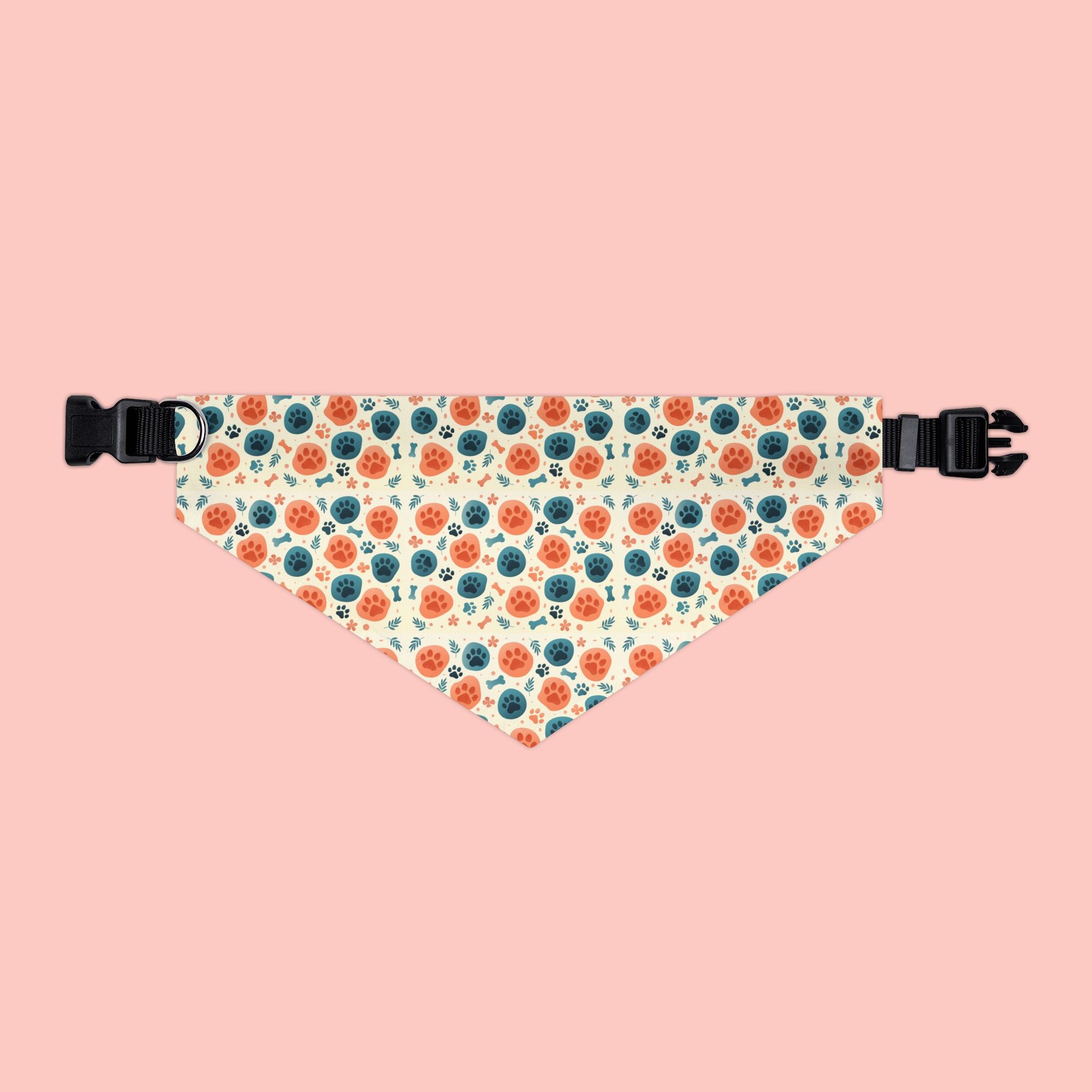 Floral Dot Pet Bandana Collar - Orange & Teal Flower Print