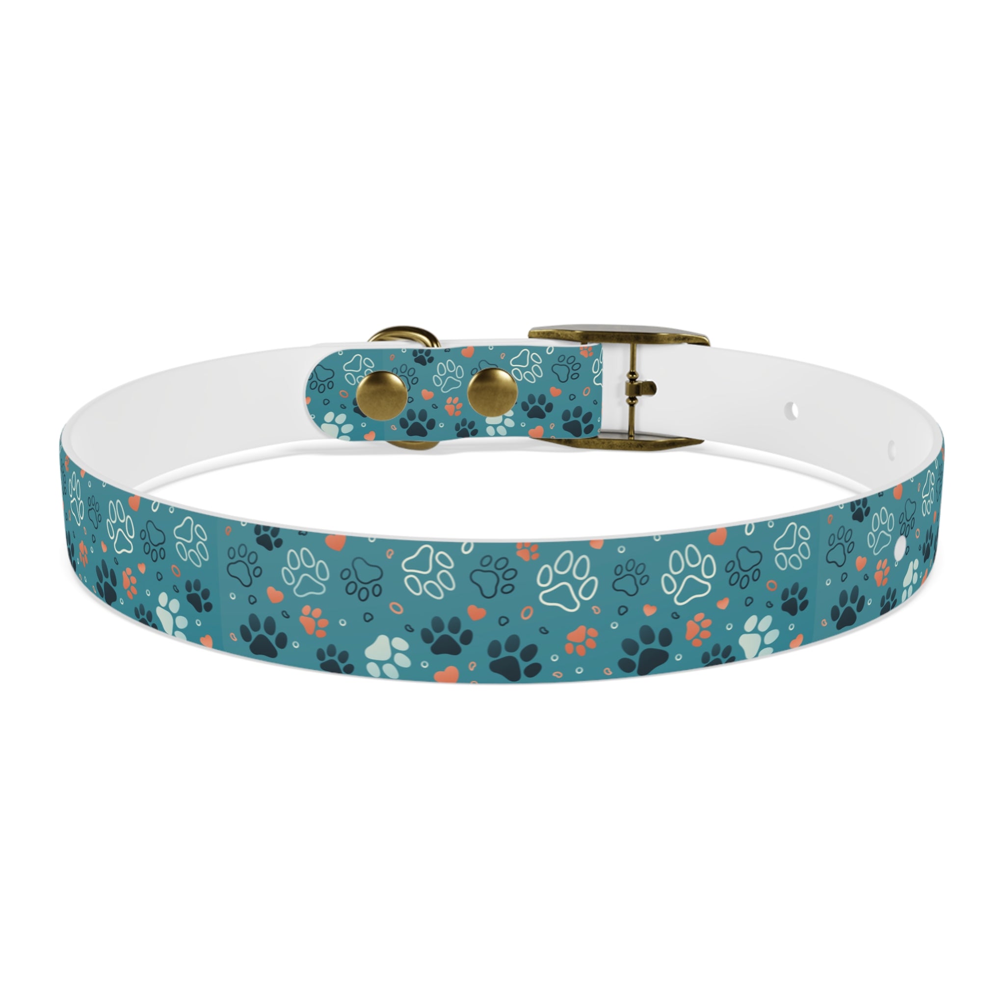 Paw Print Dog Collar — Teal Patterned Pet Collar for Small & Medium Dogs