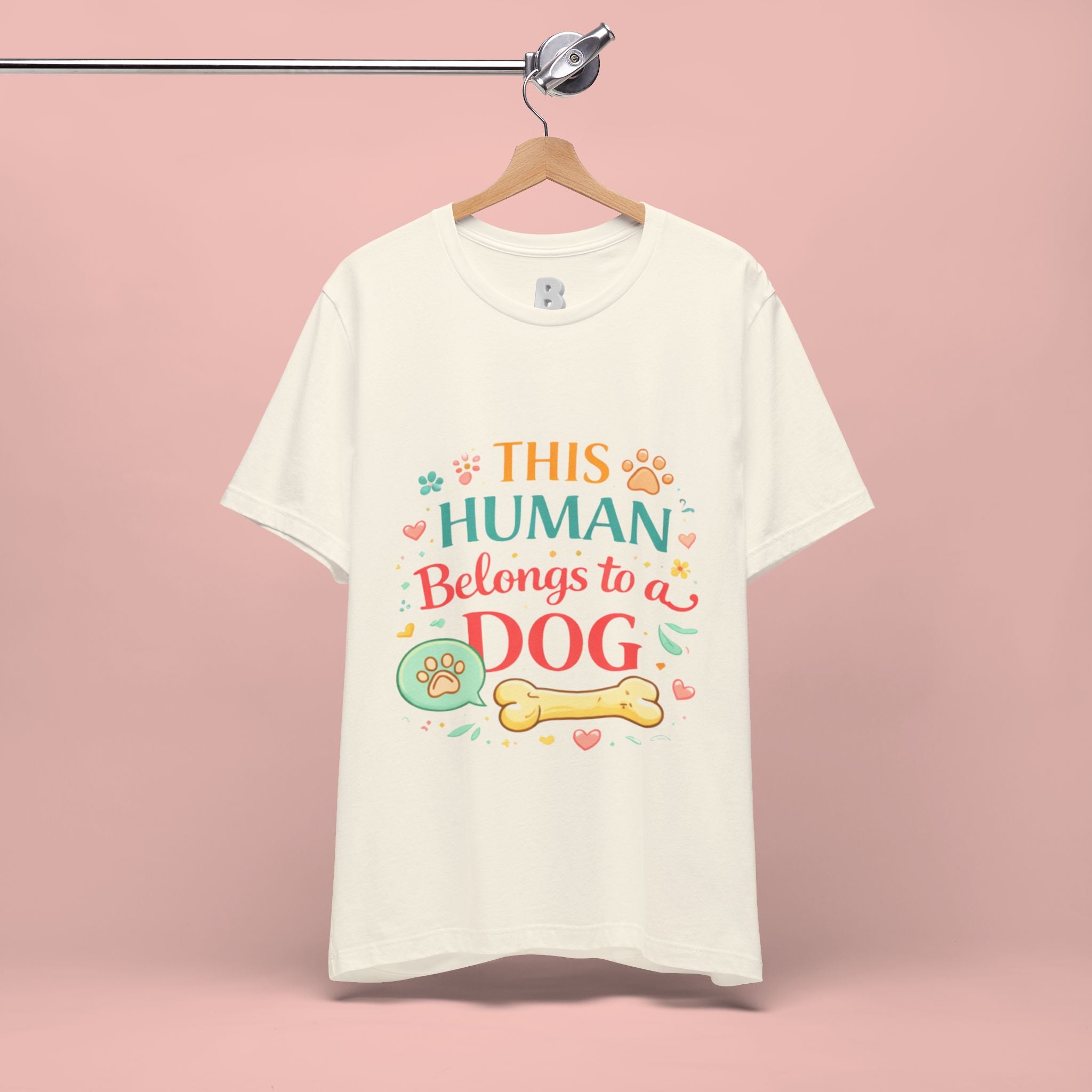 Dog Lover T-Shirt — "This Human Belongs to a Dog" Cute Paw Print Tee