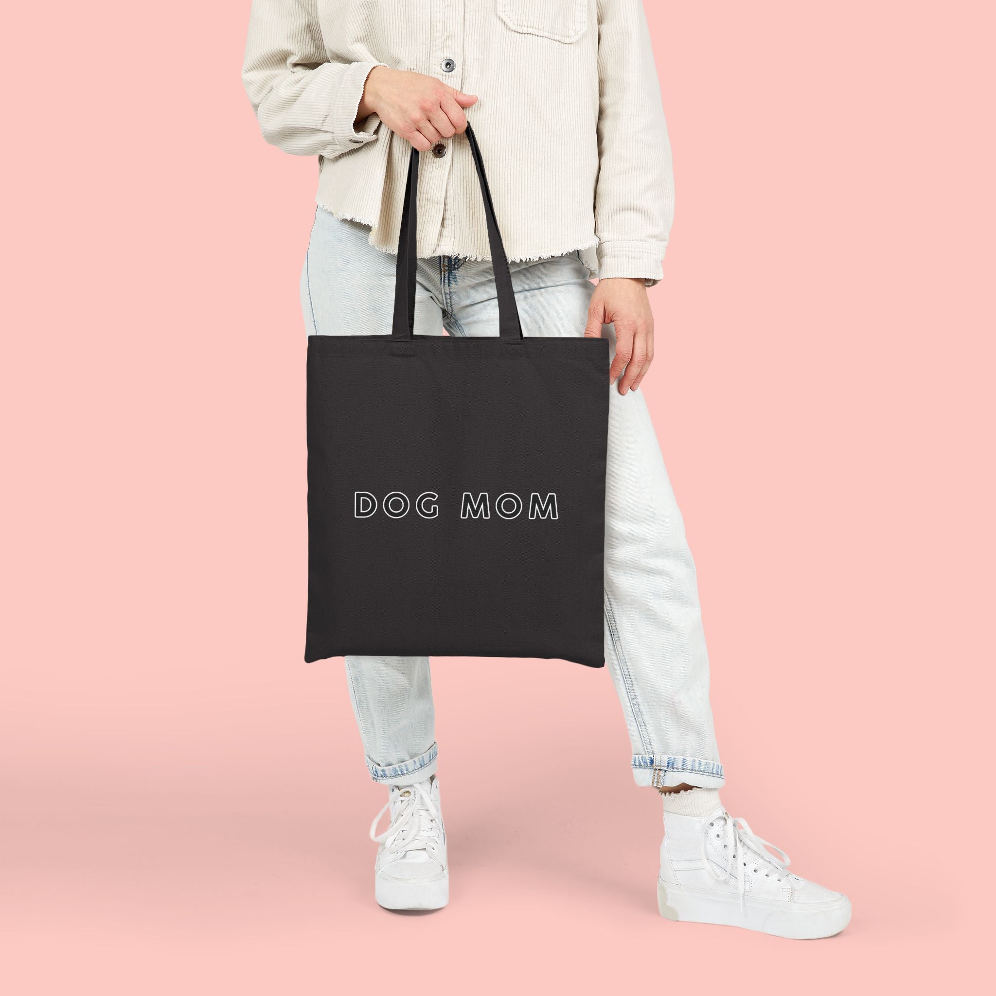 Dog Mom Canvas Tote Bag — Minimalist Cotton Reusable Market Bag