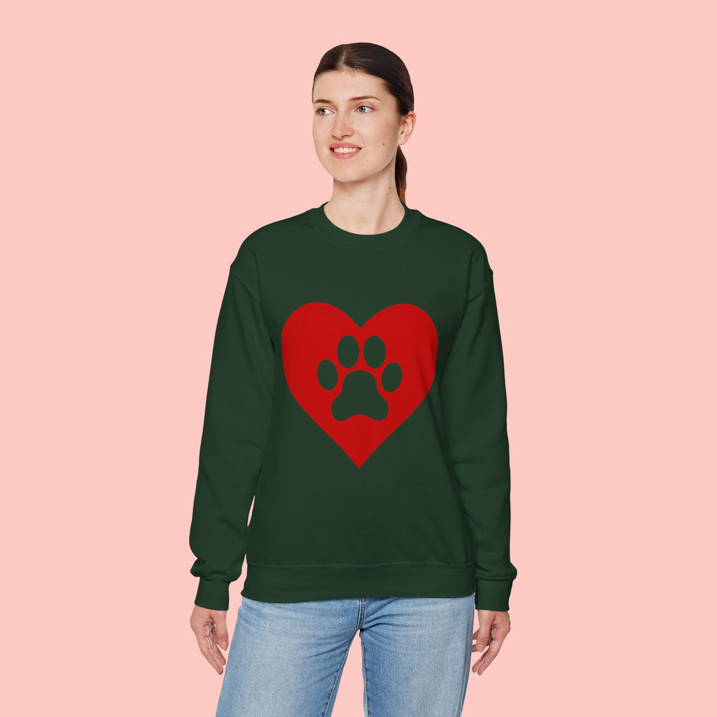 Heart Paw Crewneck Sweatshirt — Cute Pet Lover Pullover