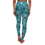 Teal Paw Print High-Waist Yoga Leggings — Pet Lover Activewear