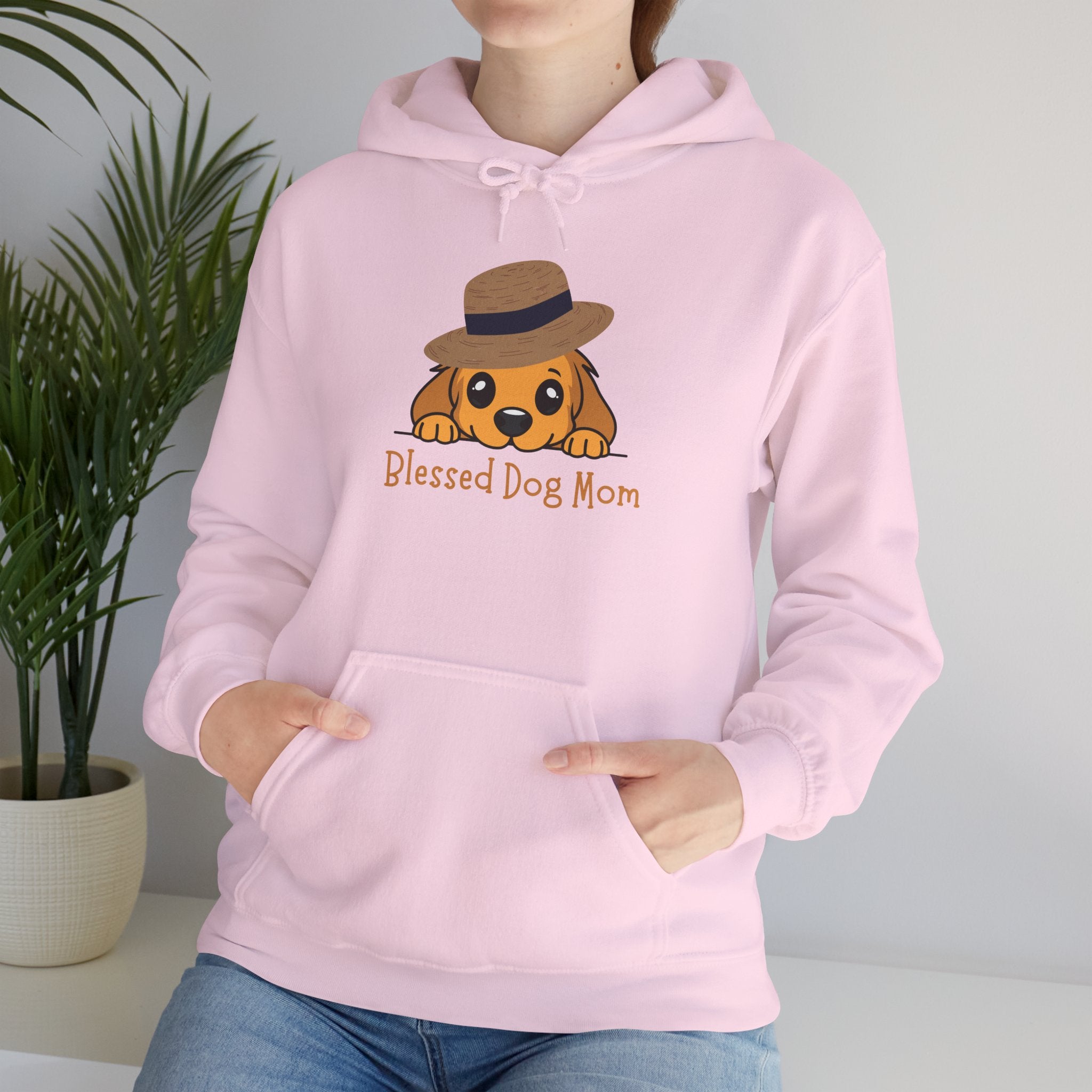 Dog Mom Hoodie - "Blessed Dog Mom" Cute Puppy Hat Sweatshirt
