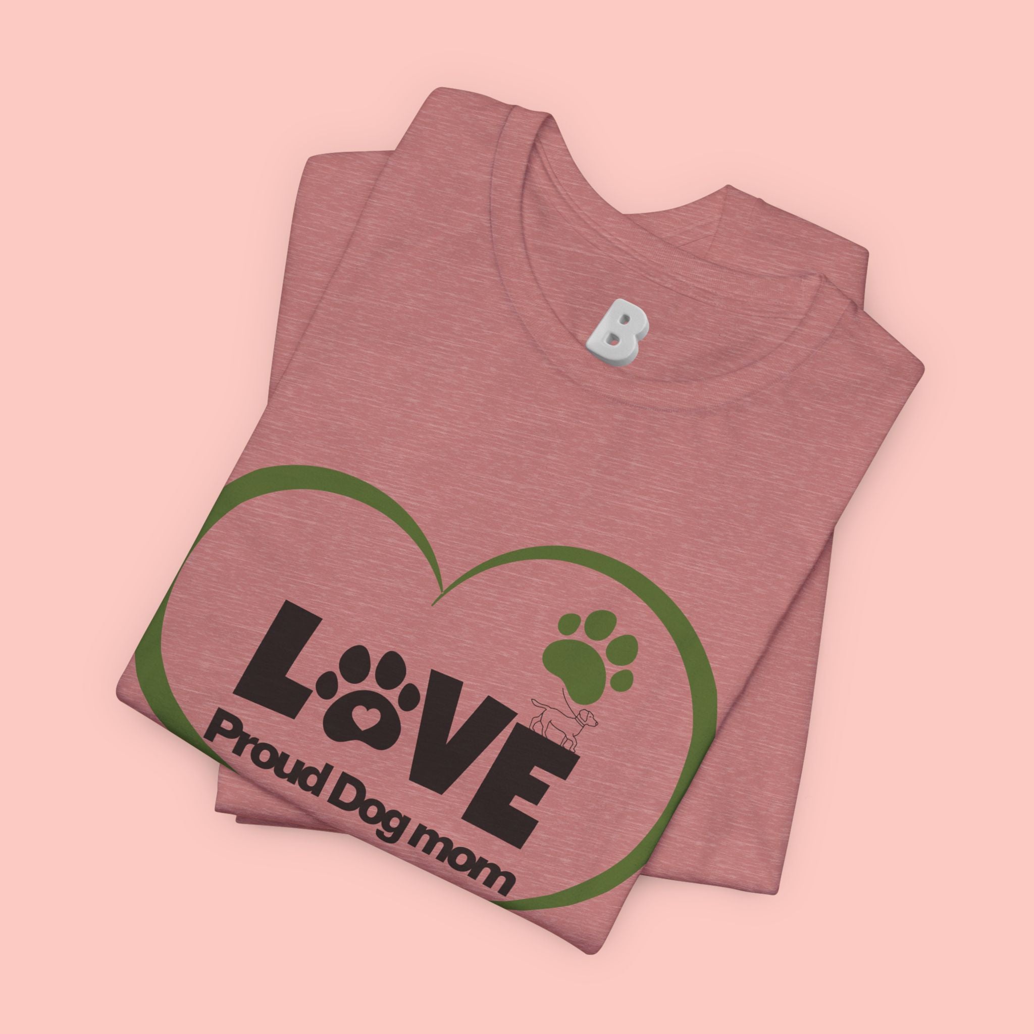 Dog Mom Love T-Shirt — "LOVE Proud Dog Mom" Heart Paw Tee