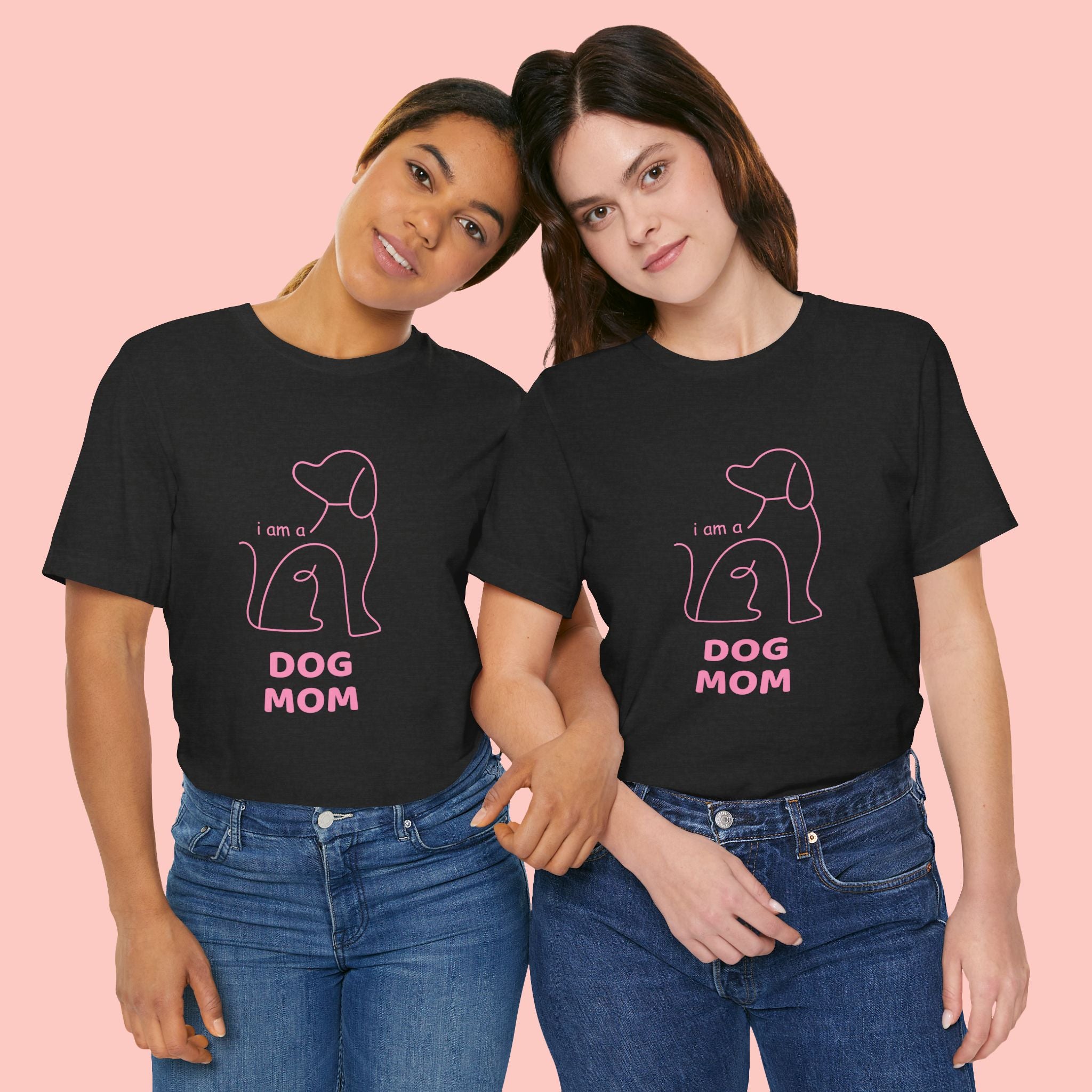 Dog Mom T‑Shirt – Minimal Pink Line Art Dog Tee