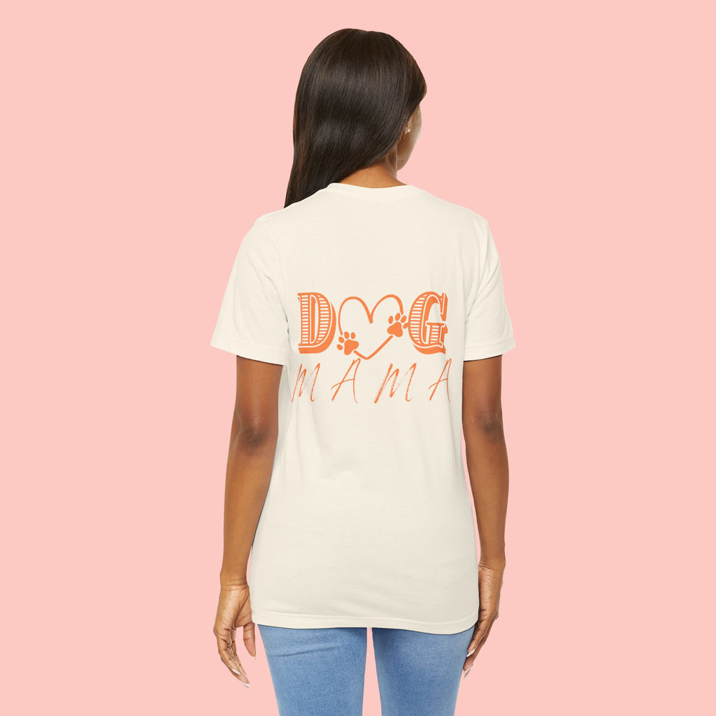 Dog Mama Tee — Retro Heart & Paw Graphic Short Sleeve Shirt