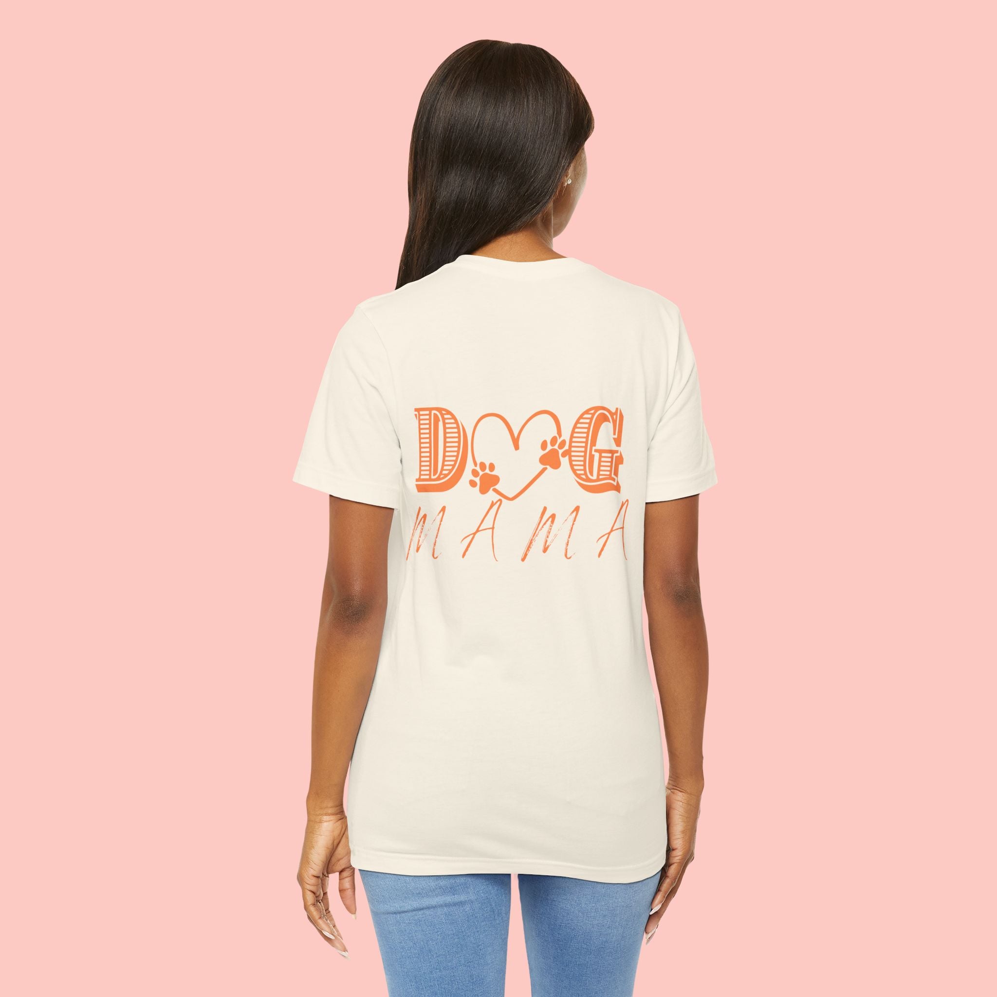 Dog Mama Tee — Retro Heart & Paw Graphic Short Sleeve Shirt