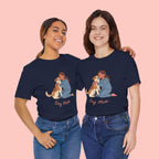 Dog Mom T‑Shirt — Cute Woman Hugging Dog Graphic Tee