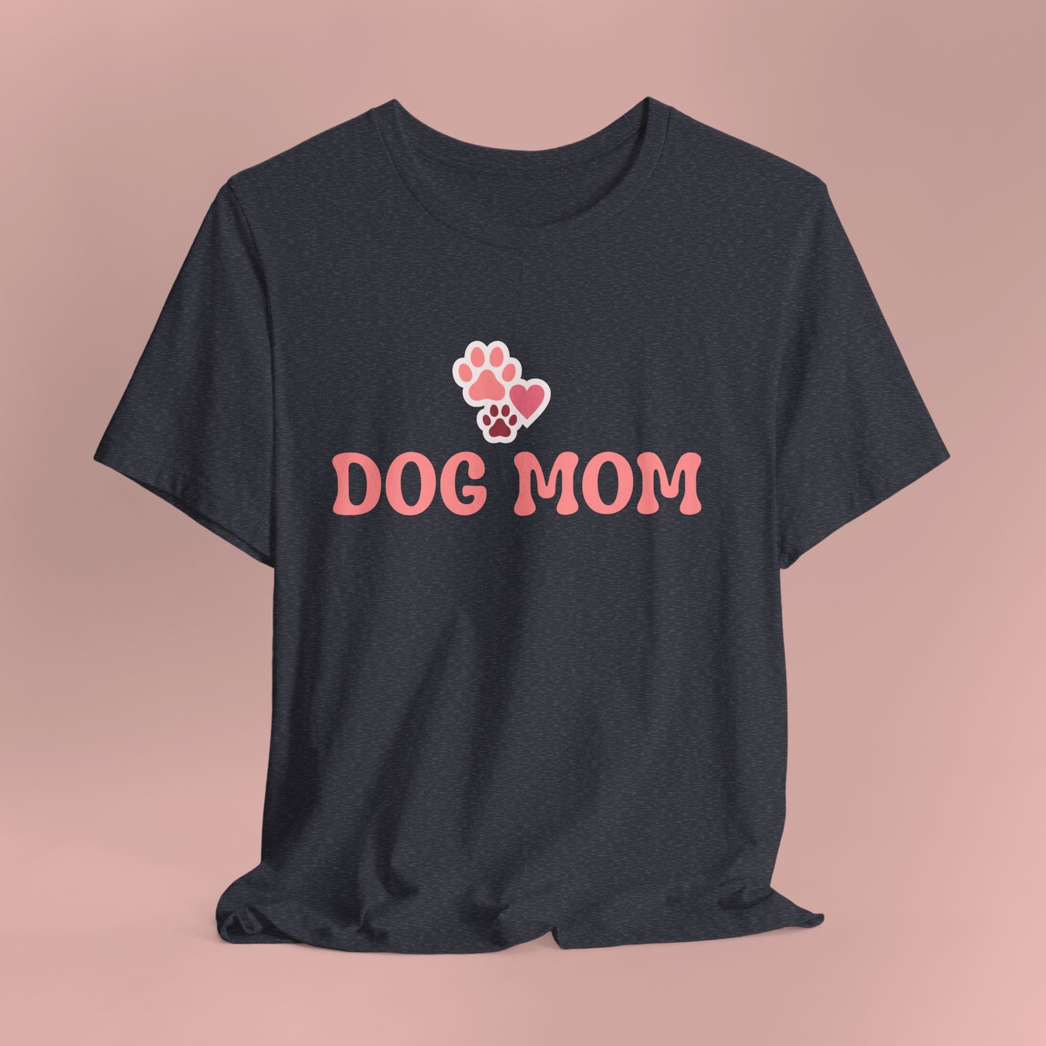 Dog Mom T-Shirt — Pink Paw Graphic Tee for Dog Lovers
