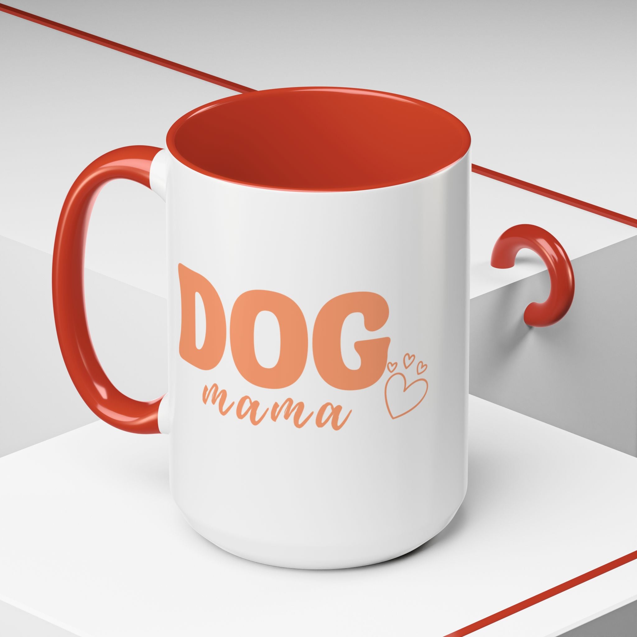 Dog Mama Coffee Mug — Cute Heart Accent Ceramic Mug (11/15 oz)