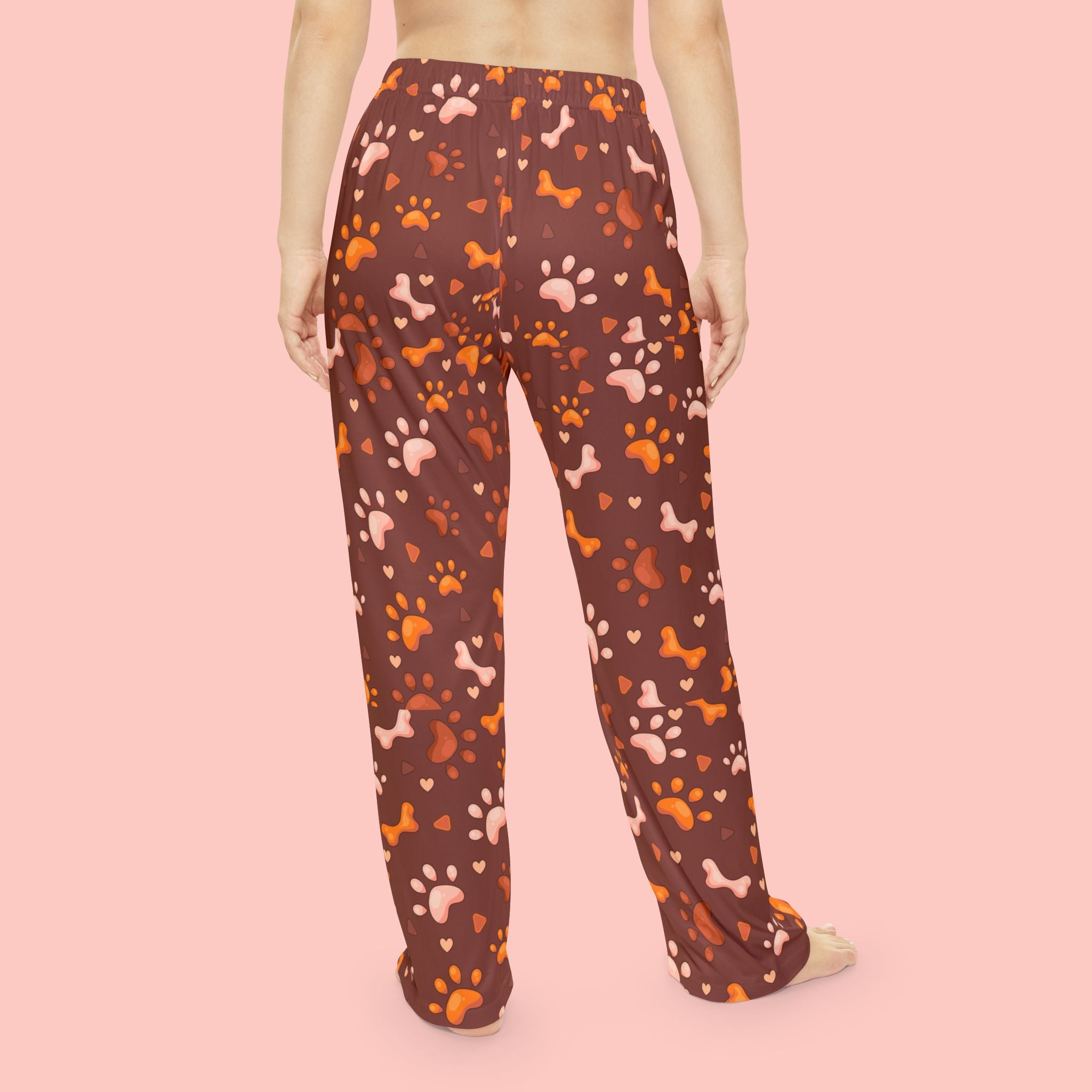 Women’s Pajama Pants — Cozy Brown Paw Print Sleepwear