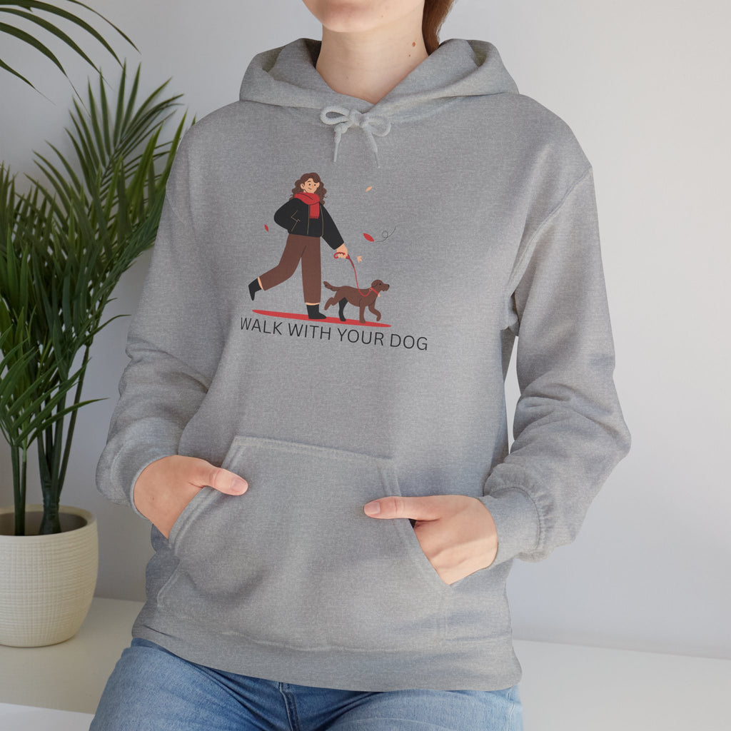 Dog Walk Hoodie — "Walk With Your Dog" Cozy Pet Lover Sweatshirt