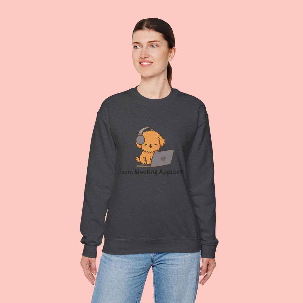 Crewneck Sweatshirt - Cute Puppy "Zoom Meeting Approved" Graphic