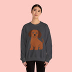 Cute Brown Puppy Sweatshirt — Cartoon Dachshund Crewneck for Dog Lovers