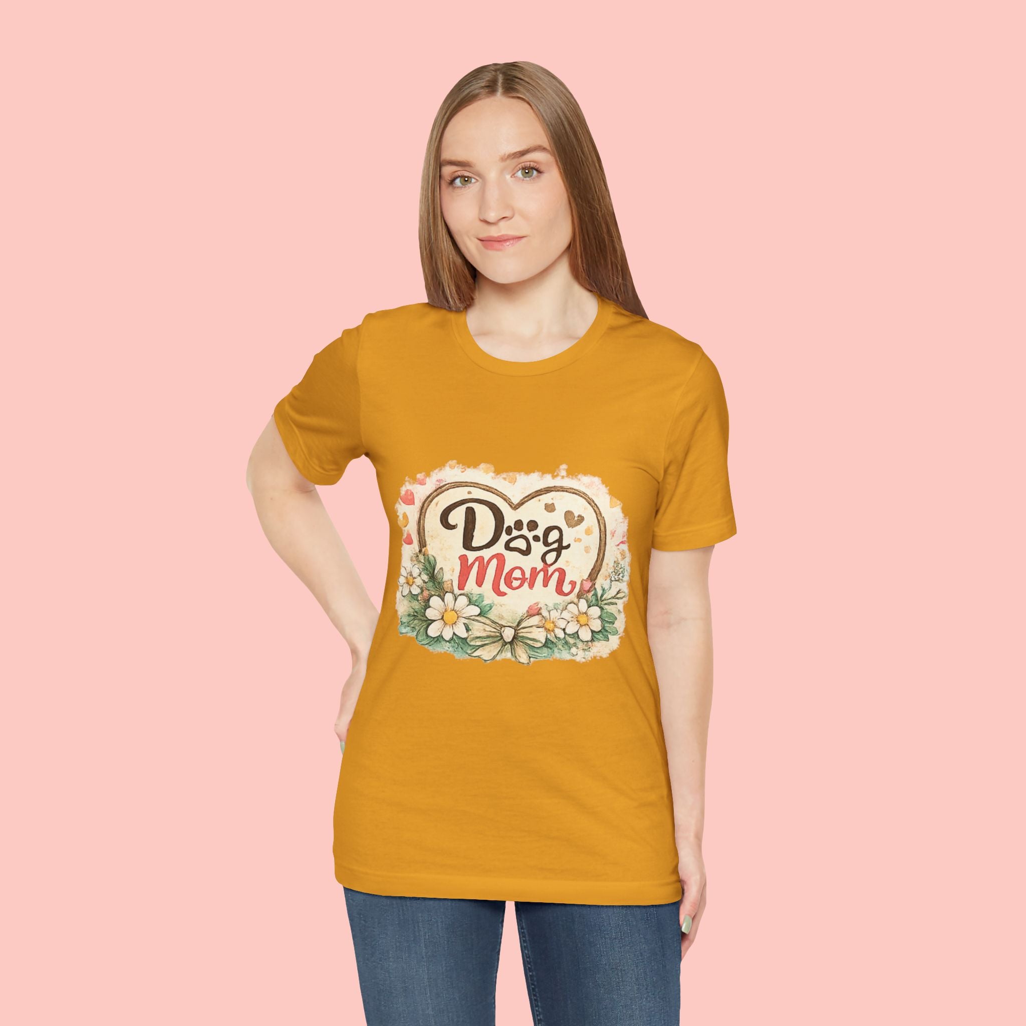 Dog Mom T-Shirt – Floral Heart Paw Design