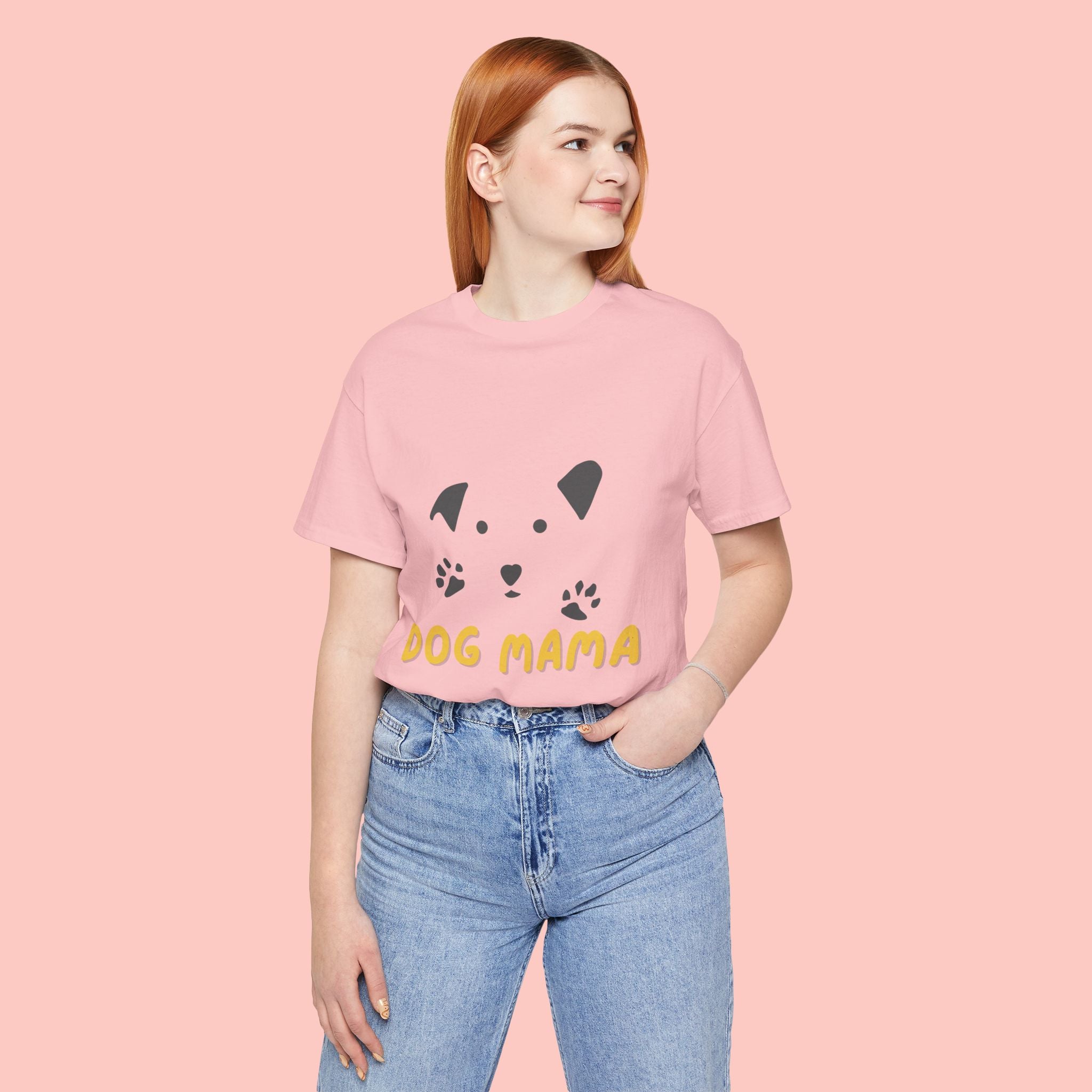 Dog Mama Graphic Tee — Cute Paw Print Dog Face T-Shirt for Dog Lovers