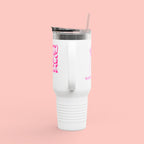 40oz Insulated Travel Mug — 'Groovy Mom' Pink Retro Design