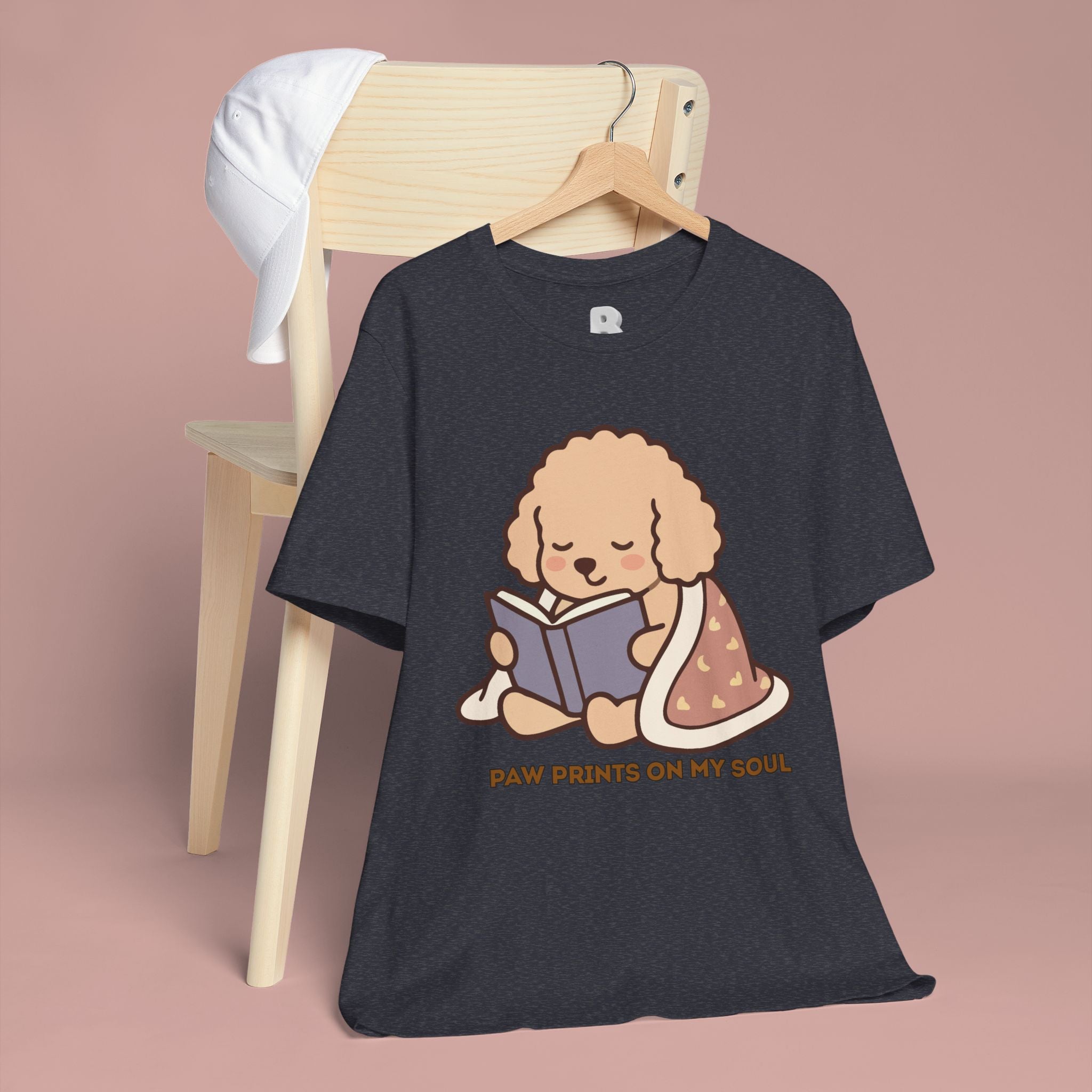 Paw Prints On My Soul T‑Shirt — Cute Reading Puppy Graphic Tee