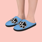 Blue Paw Print Women's Indoor Slippers — Cozy Pet Lover House Shoes