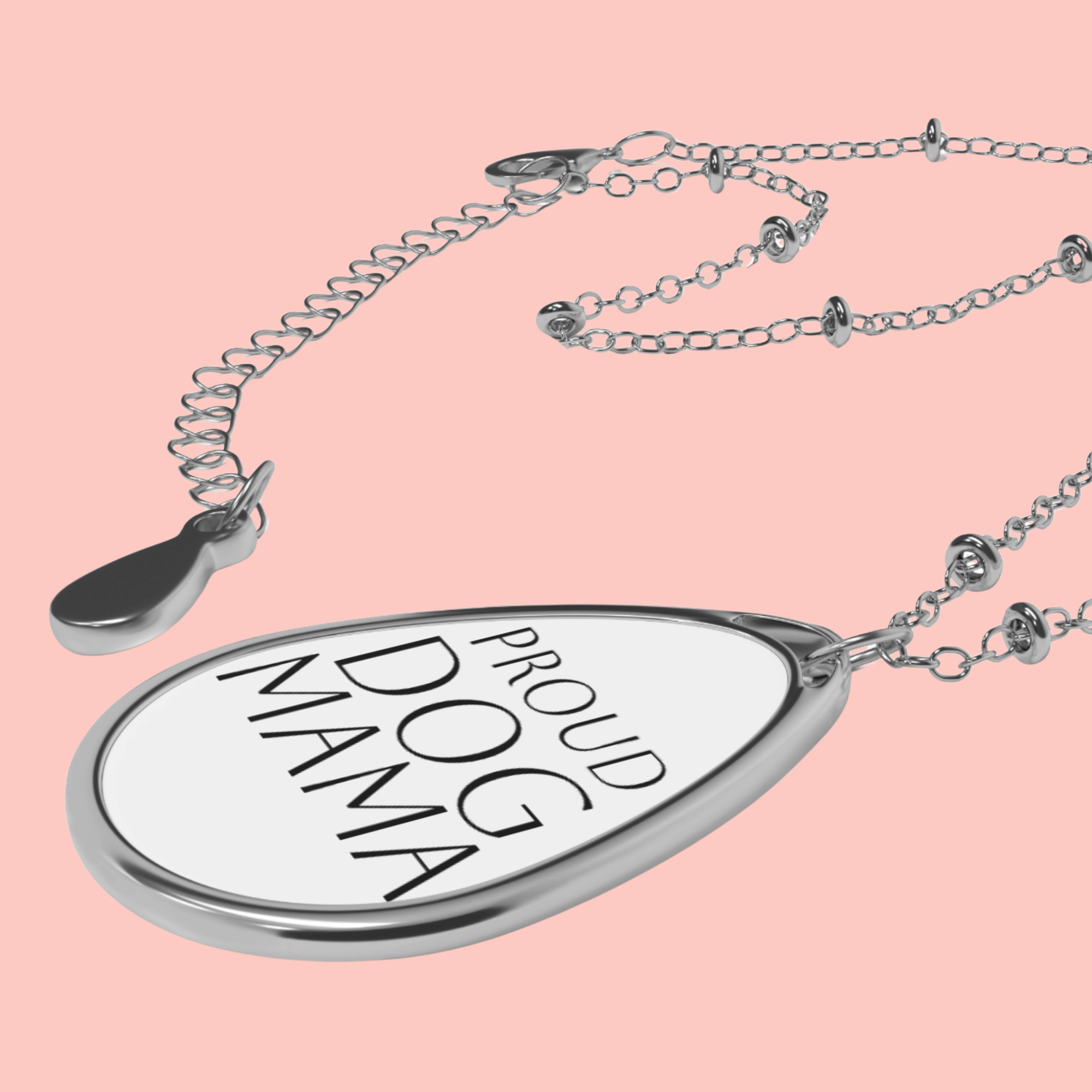 Proud Dog Mama Oval Necklace
