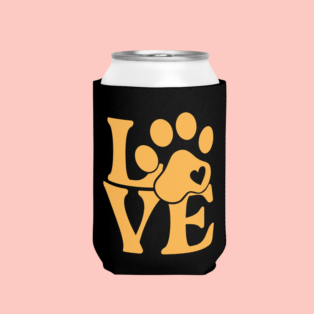 Can Cooler — Pink Paw 'LOVE' Dog Mom Beverage Koozie