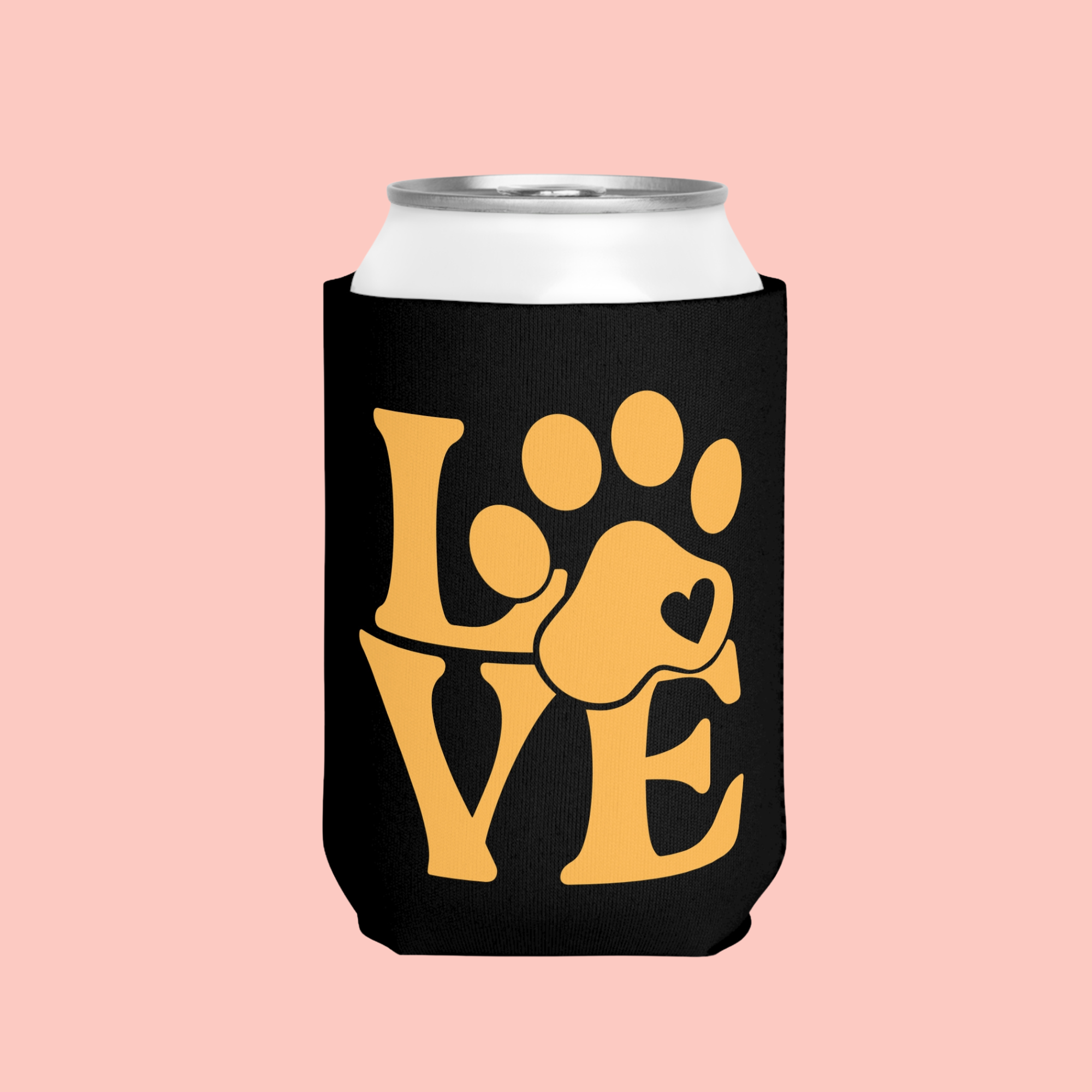 Can Cooler — Pink Paw 'LOVE' Dog Mom Beverage Koozie