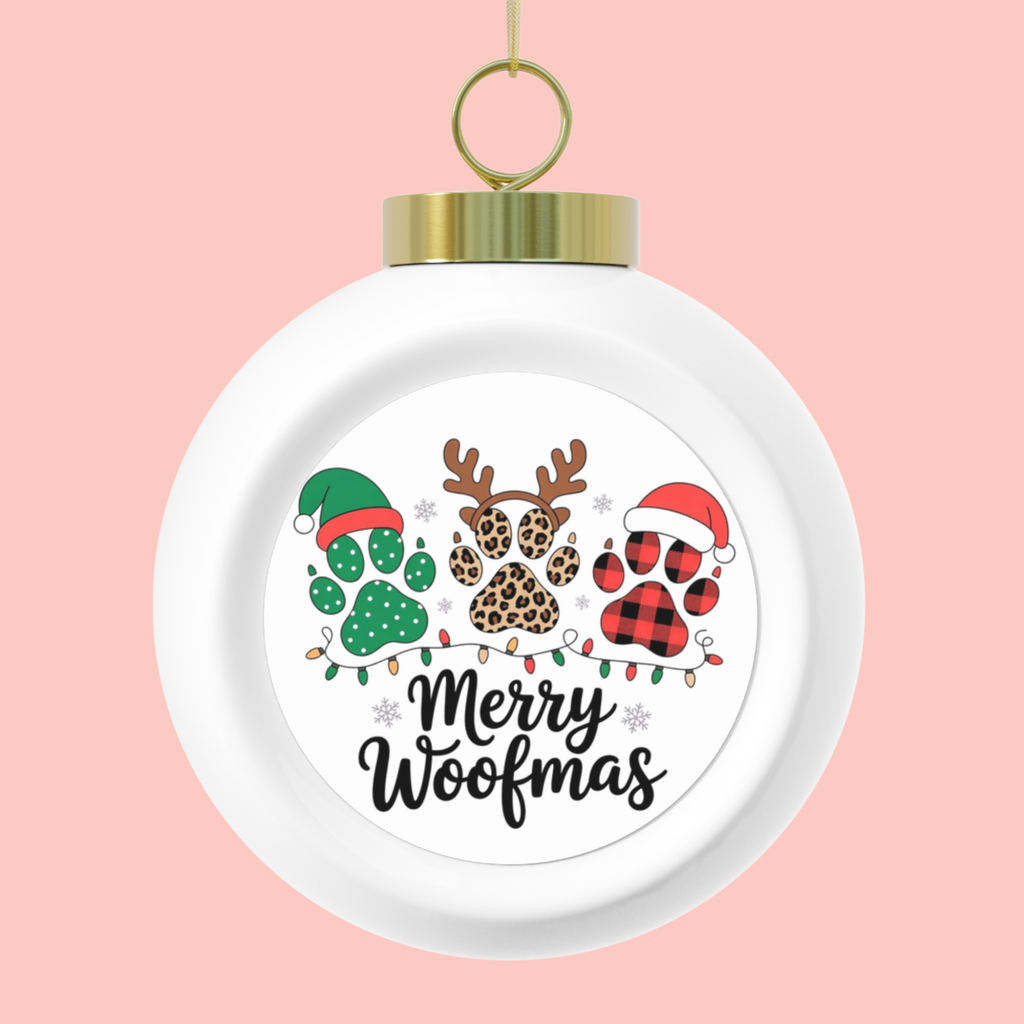 Merry Woofmas Dog Paw Christmas Ornament