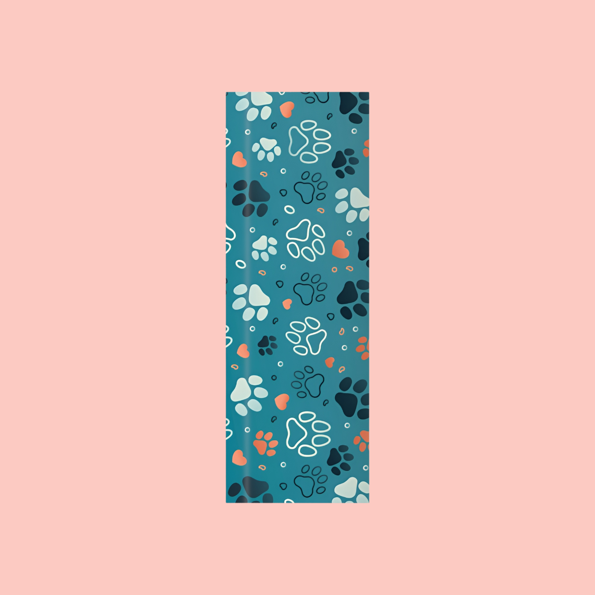 Paw Print Gift Wrapping Paper Roll — Teal Paw Pattern Wrapping Paper for Pet Lovers
