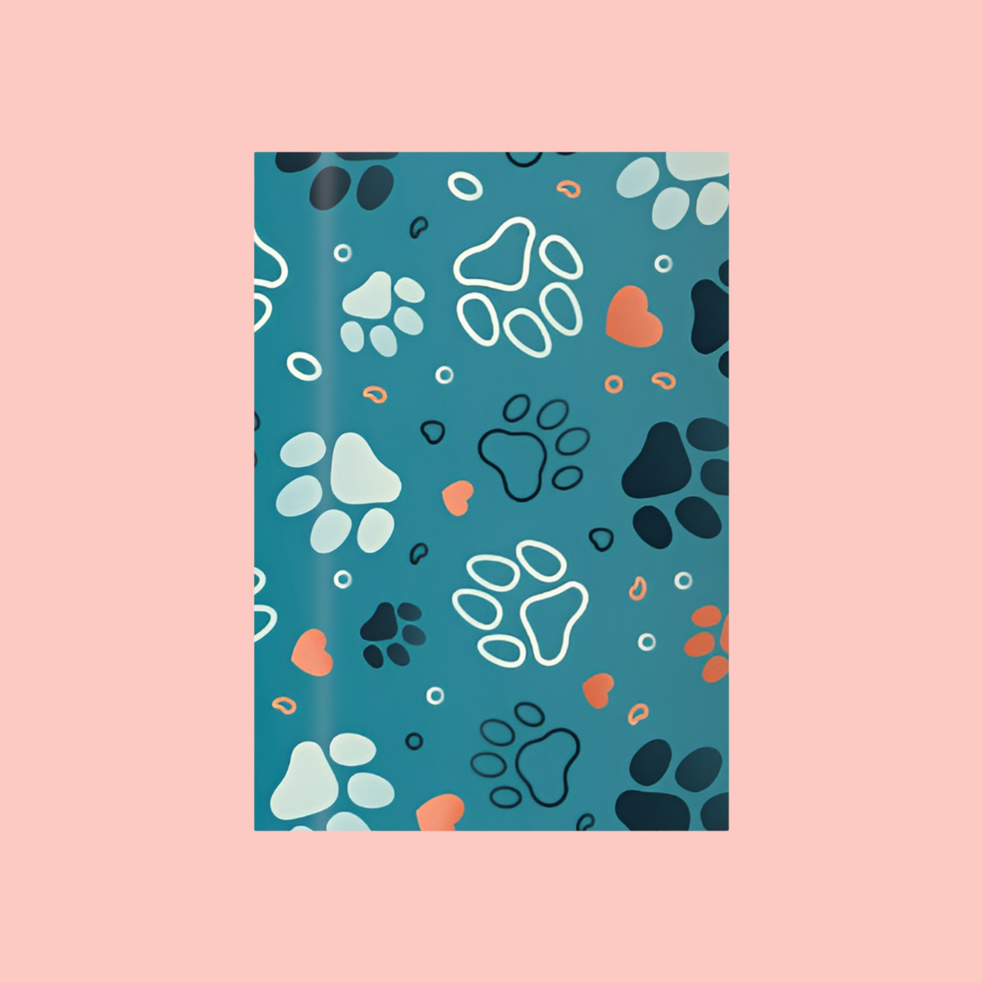 Paw Print Gift Wrapping Paper Roll — Teal Paw Pattern Wrapping Paper for Pet Lovers