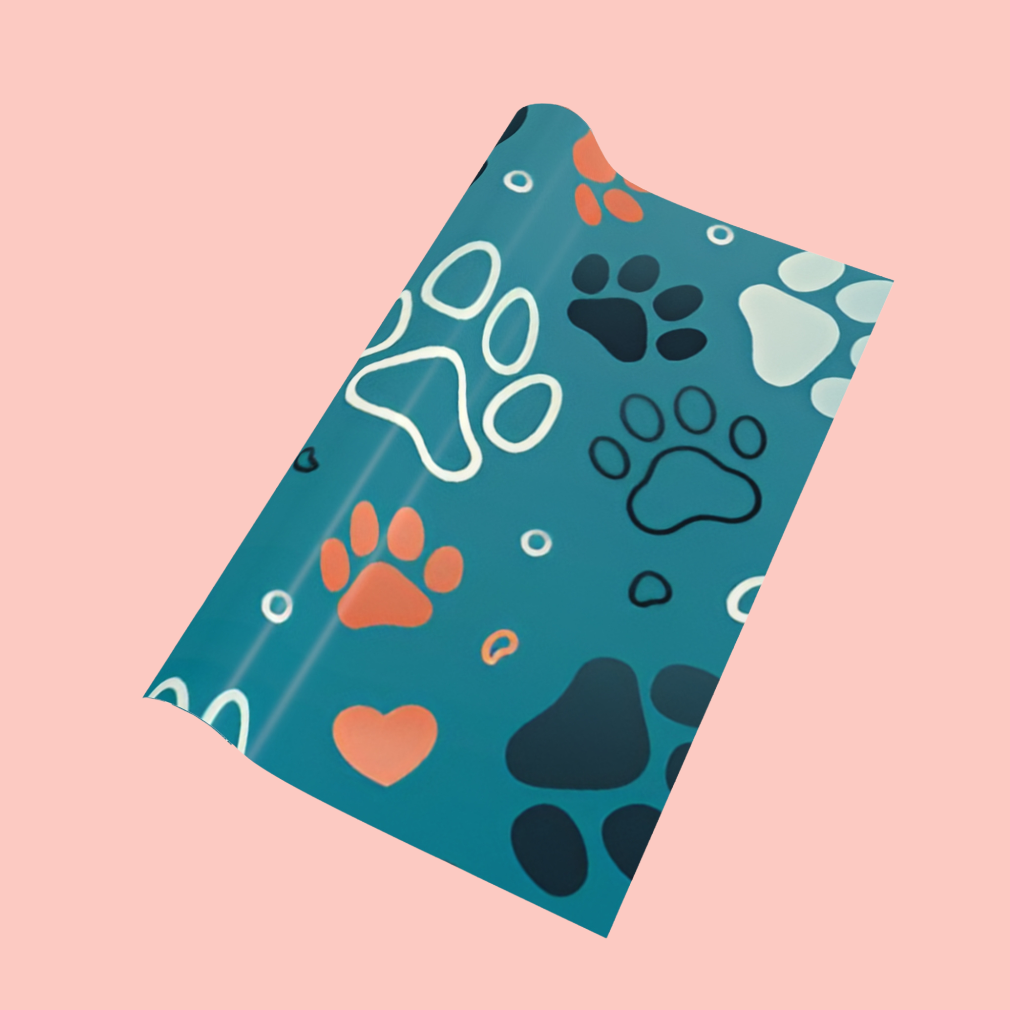 Paw Print Gift Wrapping Paper Roll — Teal Paw Pattern Wrapping Paper for Pet Lovers