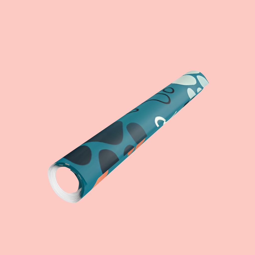 Paw Print Gift Wrapping Paper Roll — Teal Paw Pattern Wrapping Paper for Pet Lovers