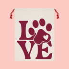 Love Paw Print Gift Bag — Pet Lover Drawstring Gift Sack