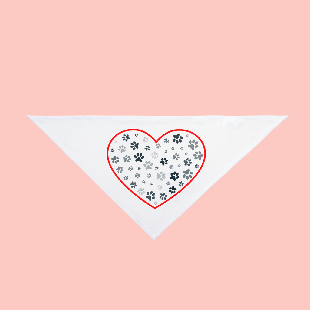 Heart Paw Print Pet Bandana — Cute Dog & Cat Accessory for Valentine's Day