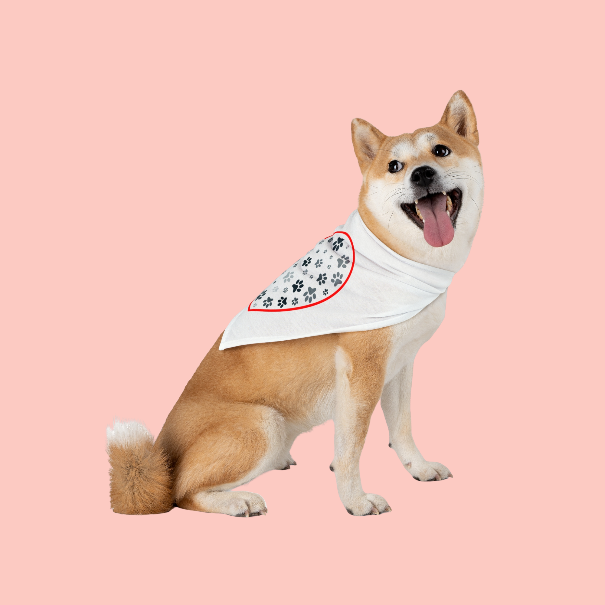 Heart Paw Print Pet Bandana — Cute Dog & Cat Accessory for Valentine's Day