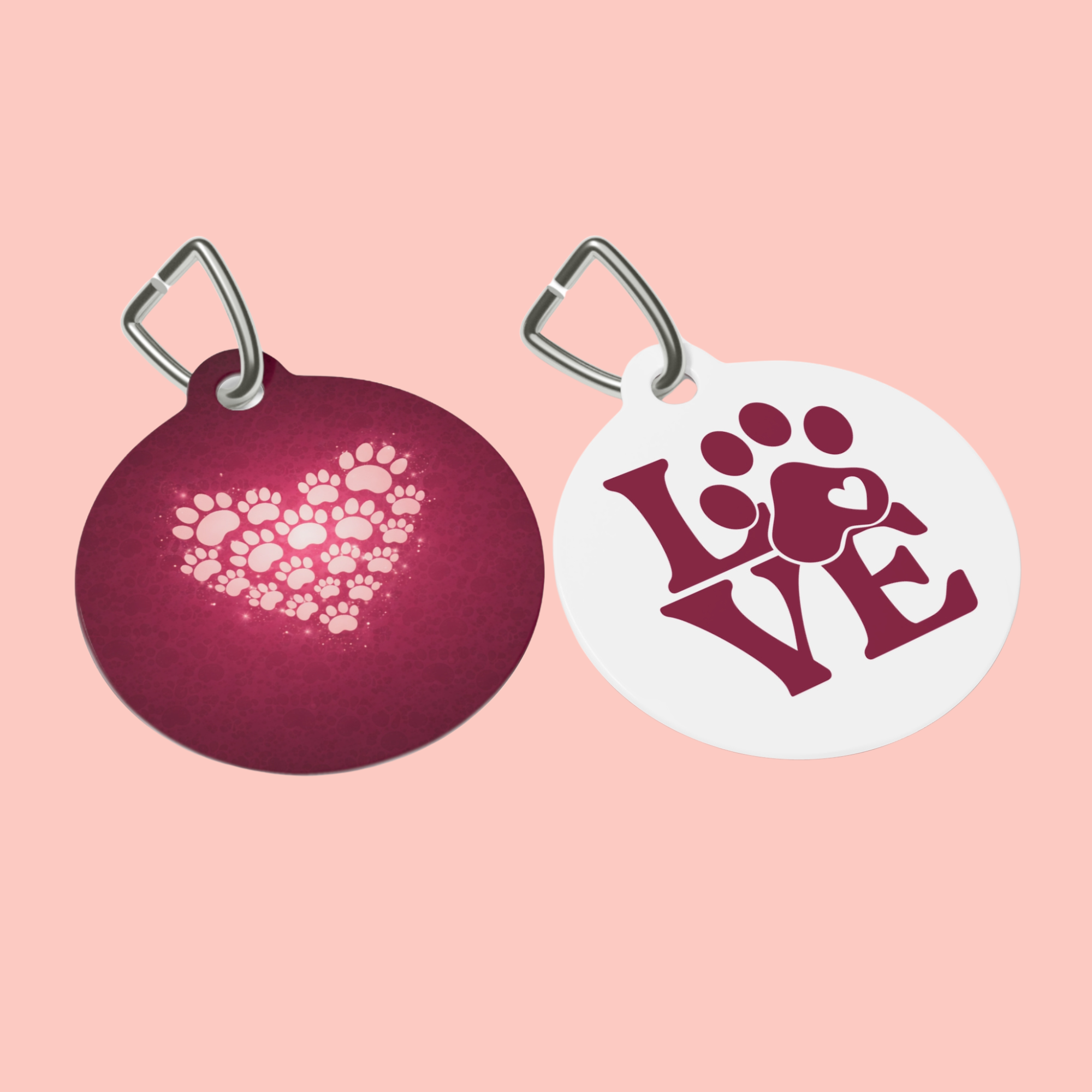 Pet Tag - Heart Paw Love ID Charm (Dog & Cat Collar Name Tag)