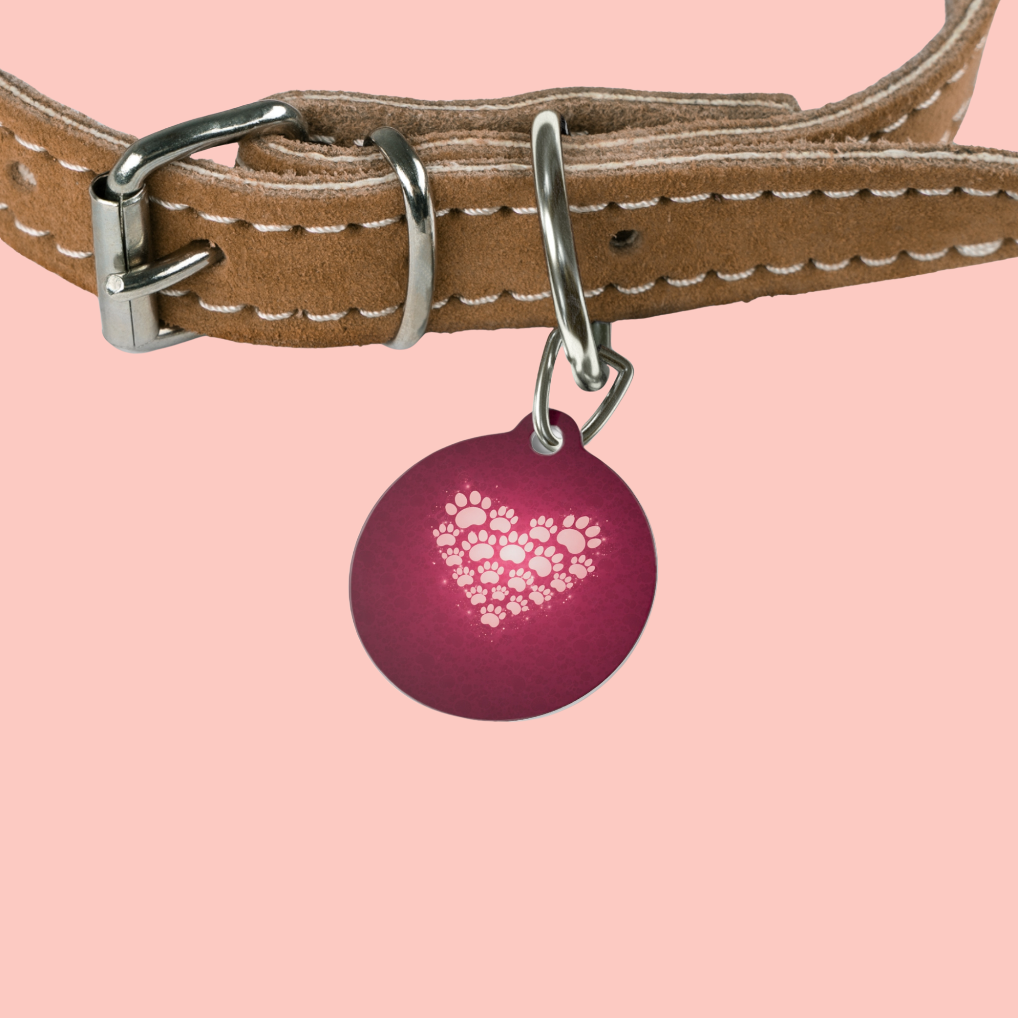 Pet Tag - Heart Paw Love ID Charm (Dog & Cat Collar Name Tag)