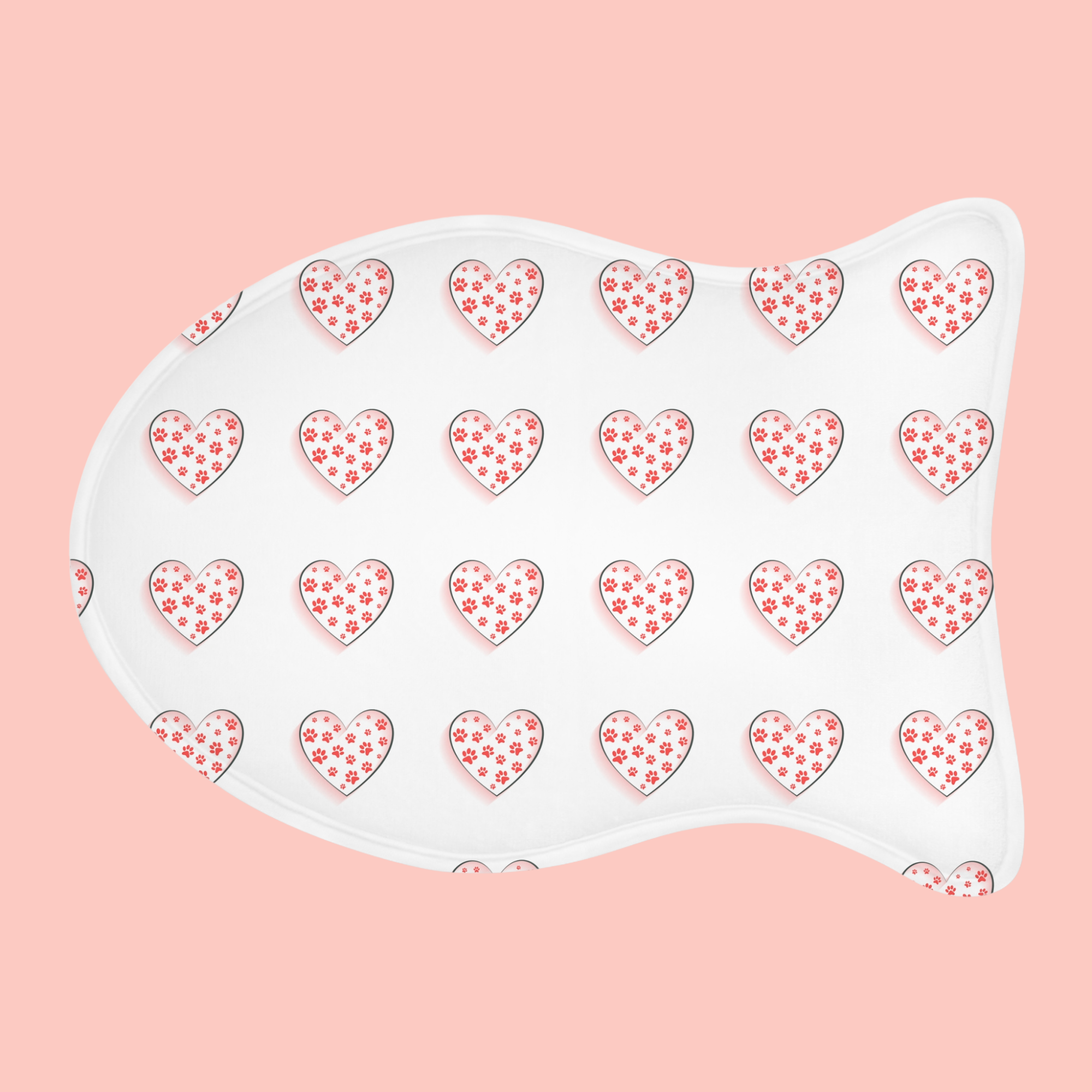 Heart Pattern Pet Feeding Mat — Cute Paw-Print Hearts Placemat for Dogs & Cats