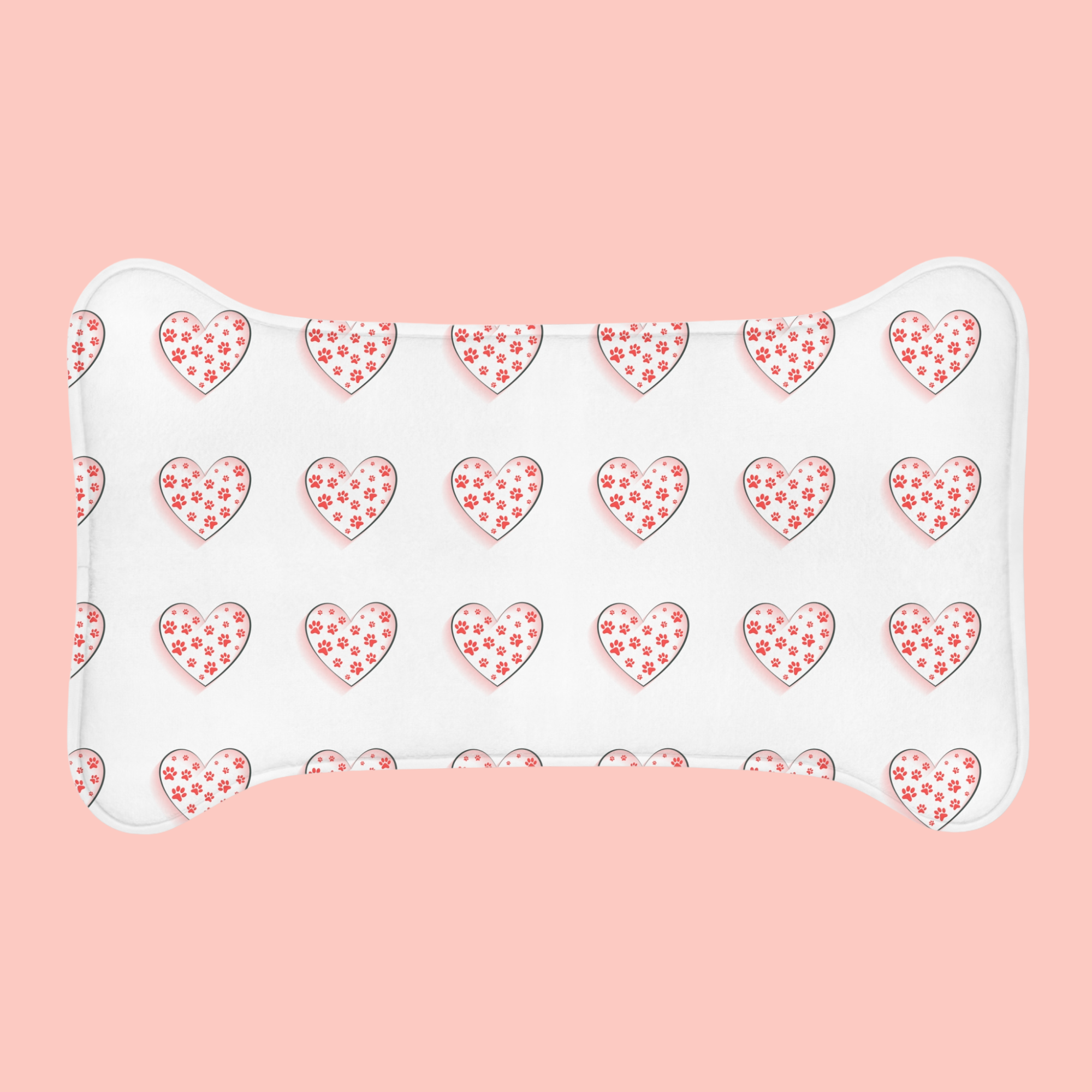 Heart Pattern Pet Feeding Mat — Cute Paw-Print Hearts Placemat for Dogs & Cats