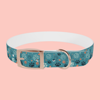Paw Print Dog Collar — Teal Patterned Pet Collar for Small & Medium Dogs