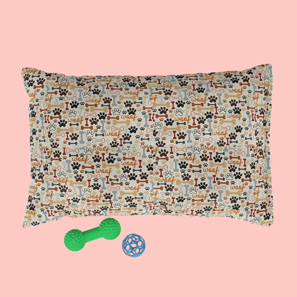 Paw Prints & Bones Pet Bed — Cozy Dog & Cat Cushion