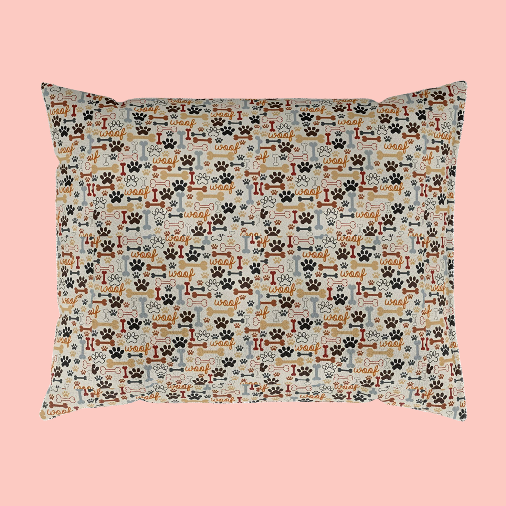 Paw Prints & Bones Pet Bed — Cozy Dog & Cat Cushion