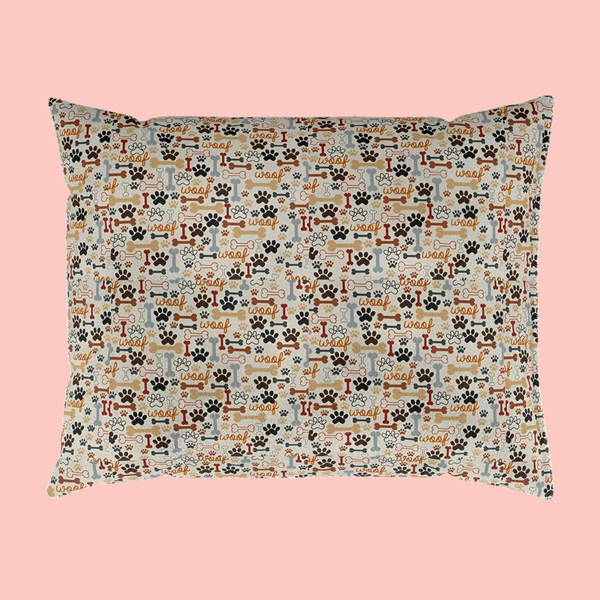 Paw Prints & Bones Pet Bed — Cozy Dog & Cat Cushion