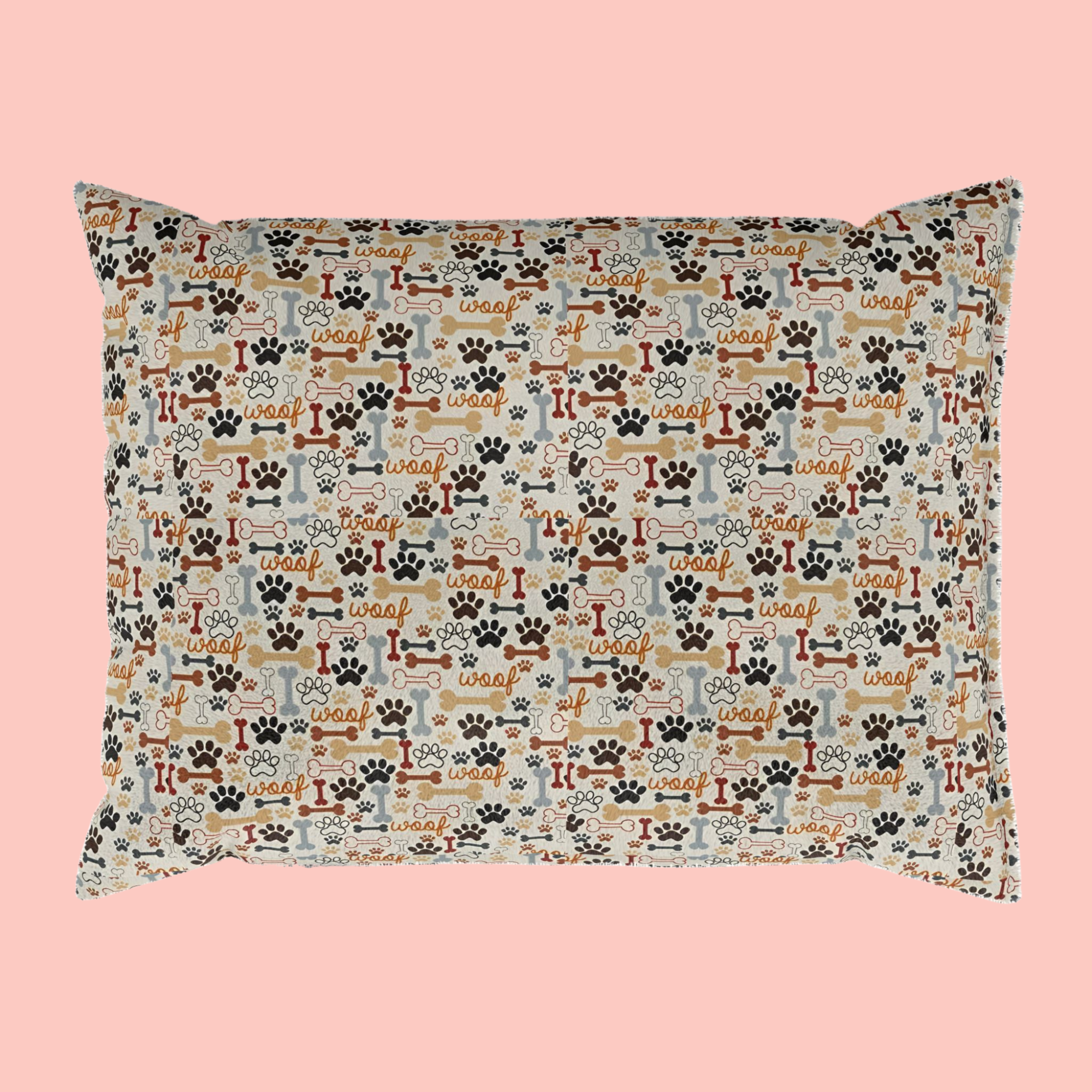 Paw Prints & Bones Pet Bed — Cozy Dog & Cat Cushion