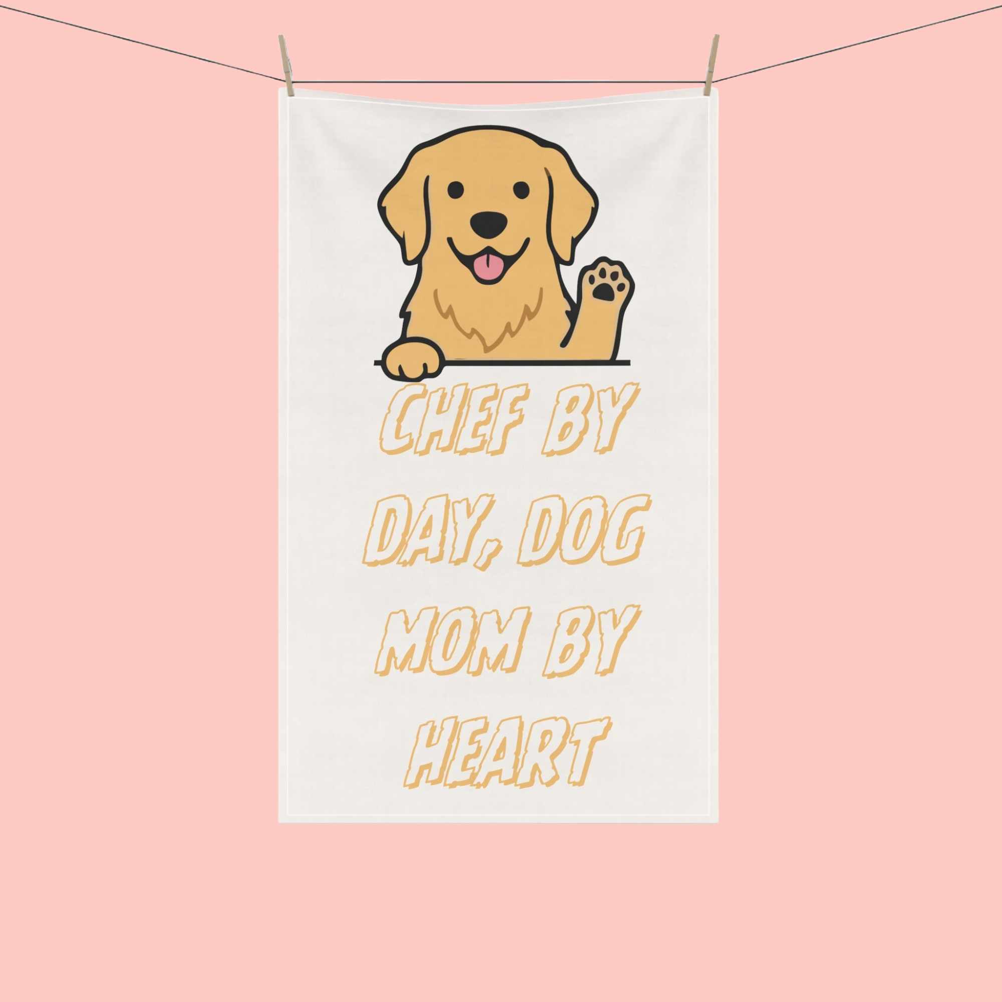 Dog Mom Kitchen Tea Towel — "Chef by Day, Dog Mom by Heart" Cotton Tea Towel
