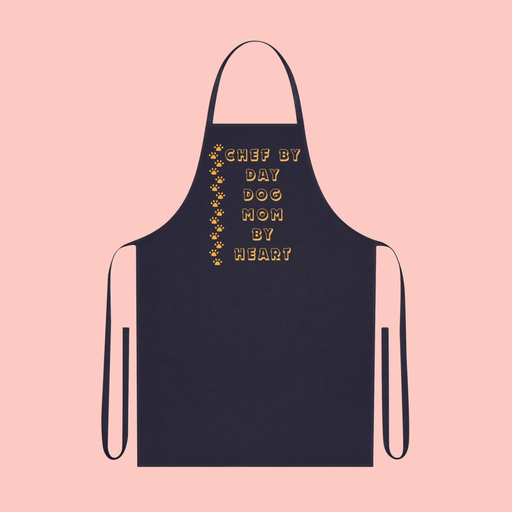 Dog Mom Apron – “Chef by Day, Dog Mom by Heart” Cotton Kitchen Apron