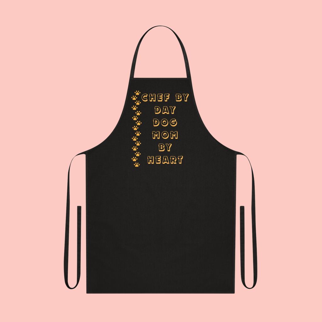 Dog Mom Apron – “Chef by Day, Dog Mom by Heart” Cotton Kitchen Apron