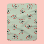 Sherpa Blanket — Mint Heart Paw Print "Dog Mom" Cozy Throw